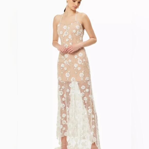 Elliatt Floral Embroidered Wedding Dress - Cream and White - Picture 3 of 14